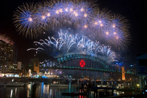 Sydney Harbour Fogos de artifício de Ano Novo — Fotografia de Stock