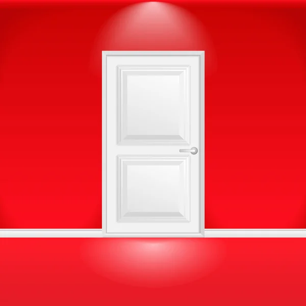 Weiße Tür in roter Wand — Stockvektor
