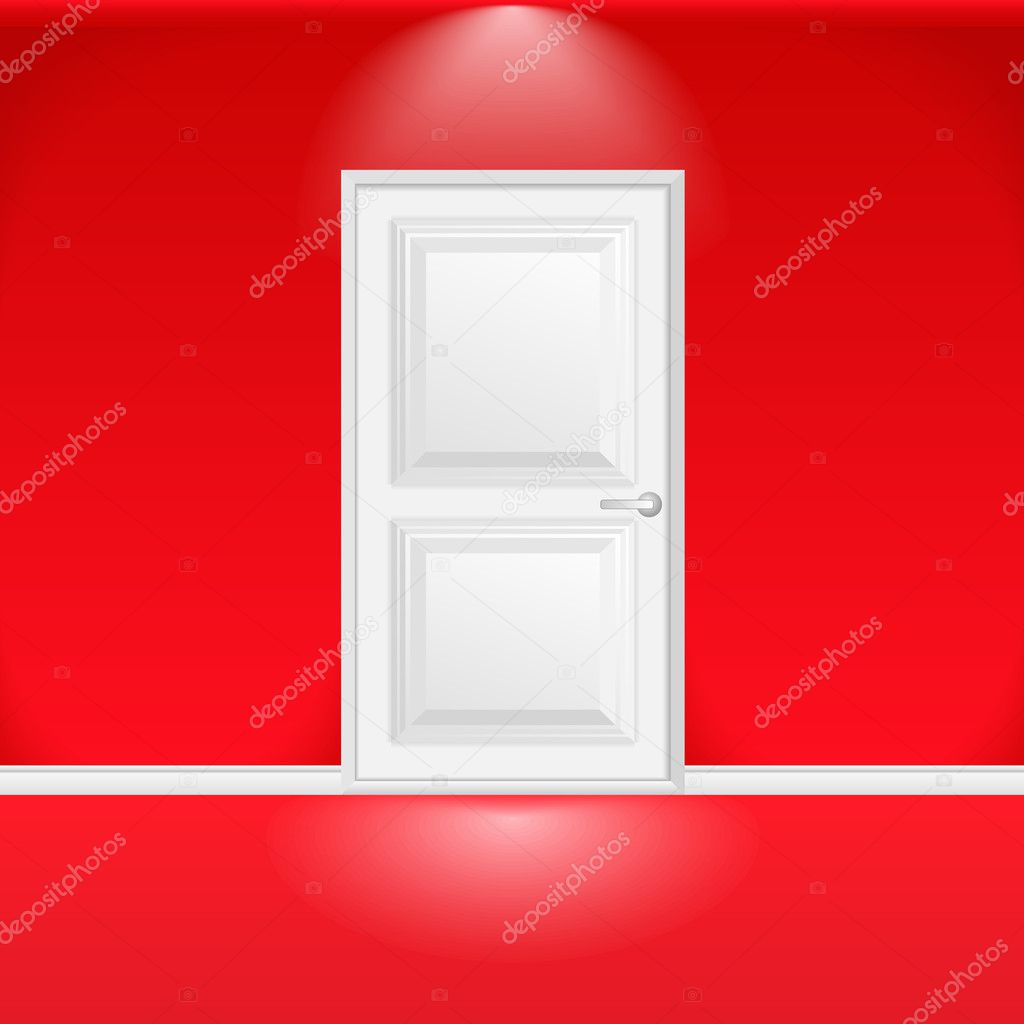 White Door in Red Wall