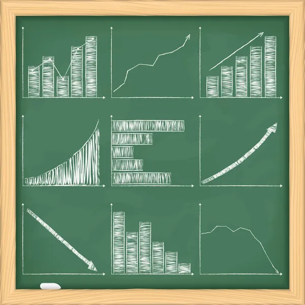 Graphs on blackboard — Stock Vector