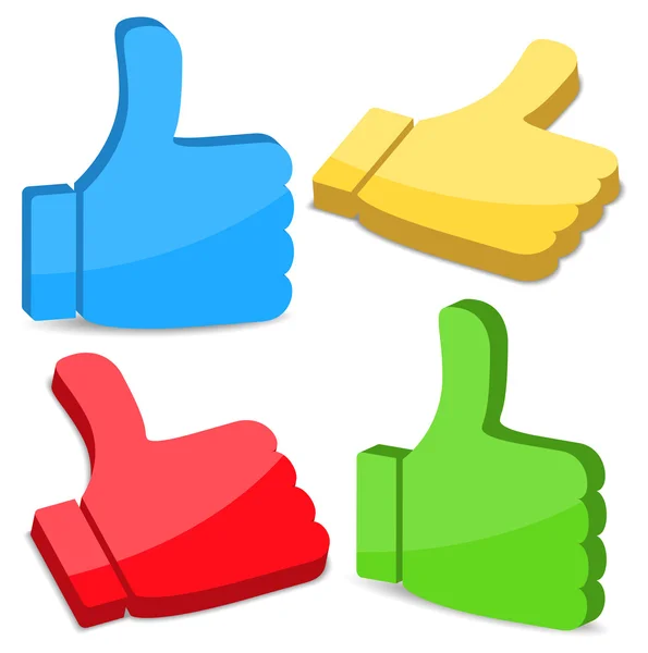 3D polegares para cima ícones — Vetor de Stock