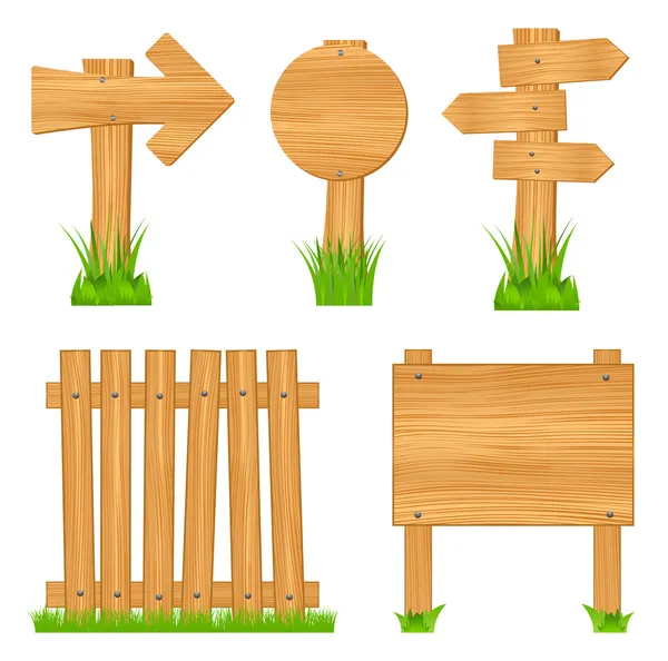 Set of wooden objects — Stock Vector
