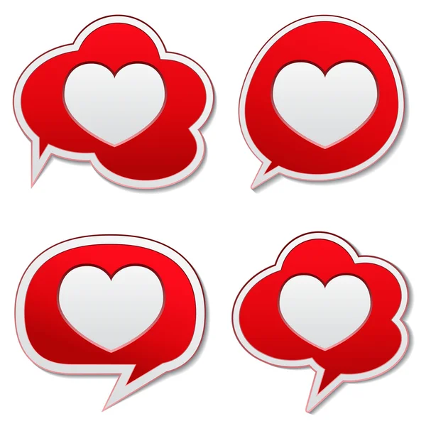 Rode tekstballonnen met hart pictogram — Stockvector