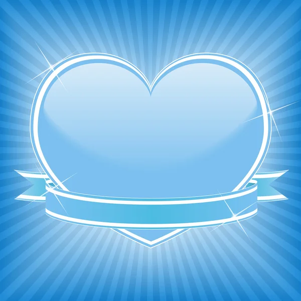 Blue heart with stars and ribbon — Stock Vector