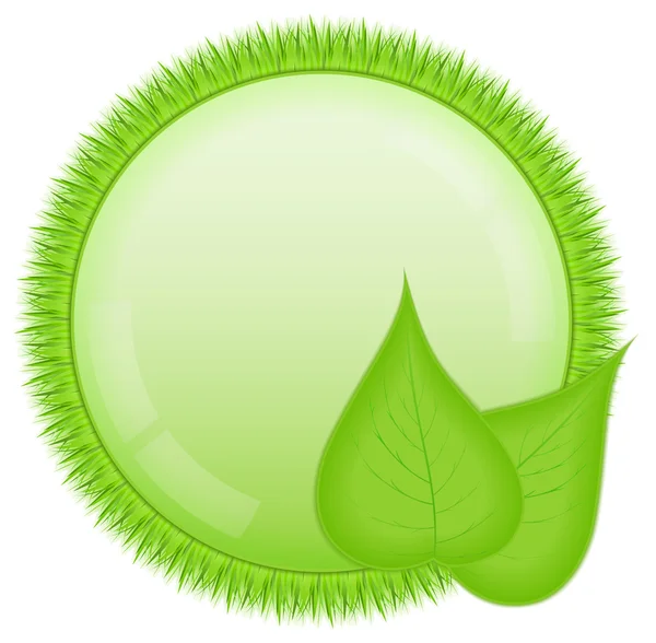 Cercle avec herbe verte et feuilles — Image vectorielle