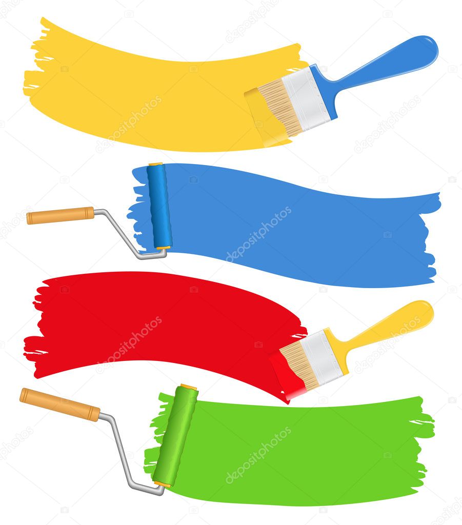 Paintbrushes and rollers