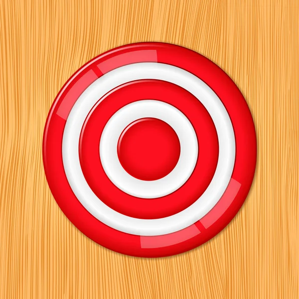 Red target on the wooden wall — Stock Vector