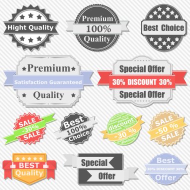 Premium Quality and Sale labels clipart