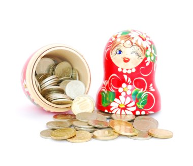 Rus ruble paralar ile Rus bebek