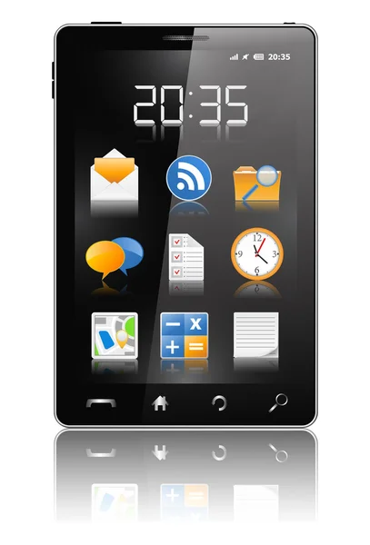 Czarny nowoczesny telefon komórkowy — Wektor stockowy