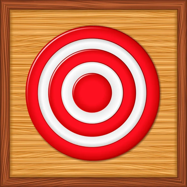 Red target on wooden background — Stock Vector
