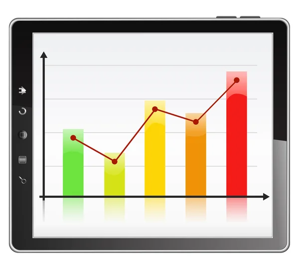 Graph in Tablet PC — Stock Vector