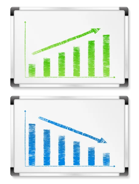 Quadros brancos com gráficos desenhados à mão — Vetor de Stock