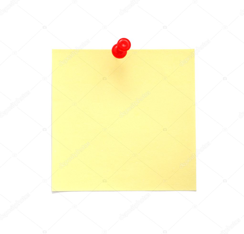 Blank Yellow Sticky Note with Red Pushpin