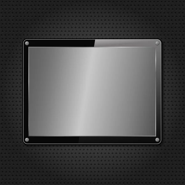 Placa de metal sobre fondo negro — Vector de stock