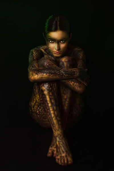 Brunette woman with body art — Stock Photo, Image
