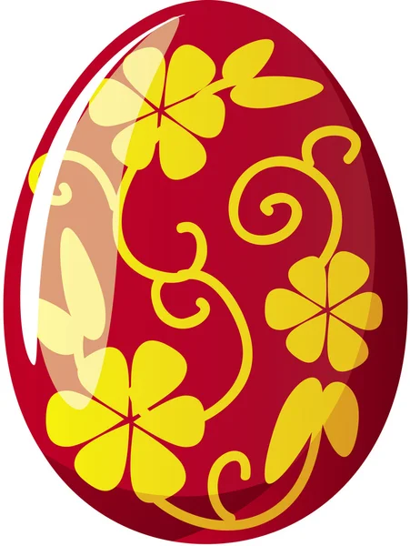 Červené velikonoční vajíčko s květinovým motivem — Stock fotografie