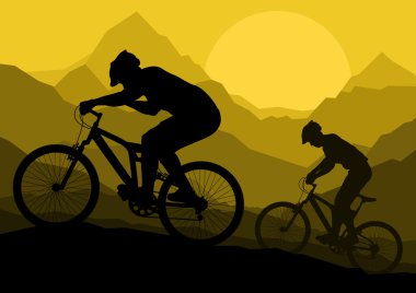 Mountain bike Bisiklet binici vahşi dağ doğa manzara v