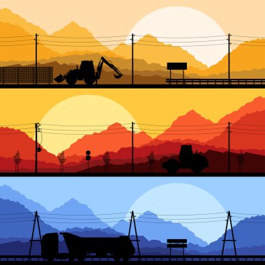 Highway truck wild nature landscape background vector clipart