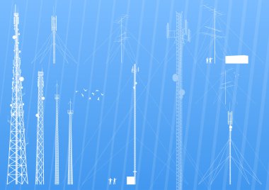 Telecommunications tower, radio or mobile phone base station vec clipart