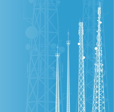 Telecommunications tower, radio or mobile phone base station vec clipart