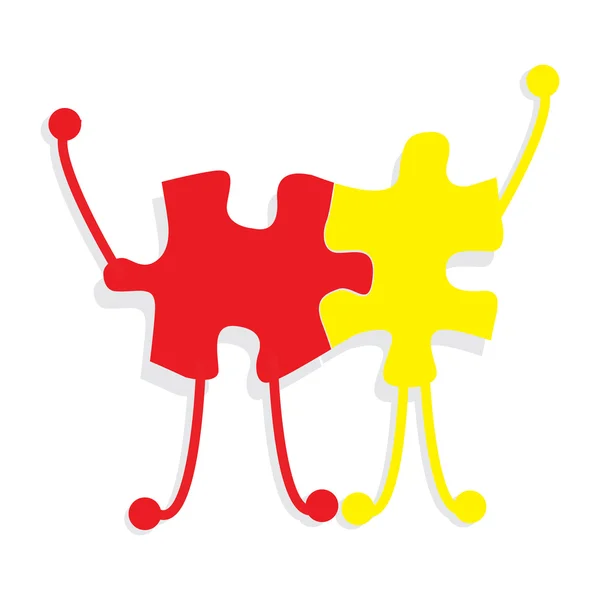 Zakenpartners die een bedrijf concept puzzel — Stockvector