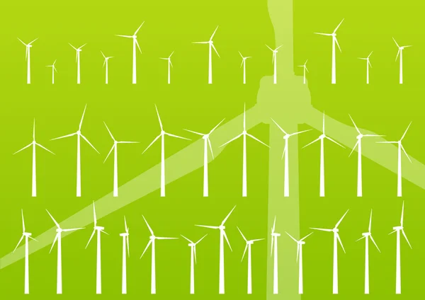风力电力发电机矢量背景 — 图库矢量图片