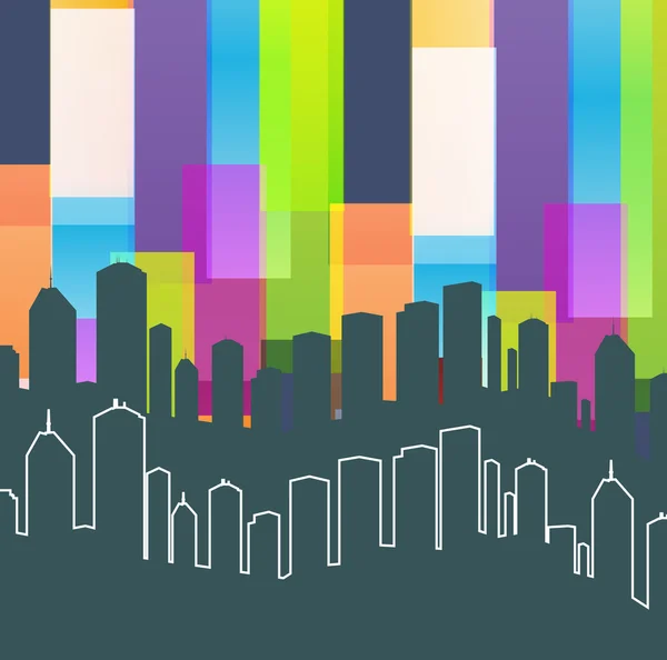 Kleurrijke panorama stad vector achtergrond — Stockvector
