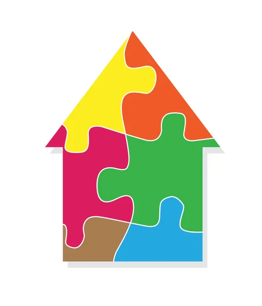 Kleurrijke puzzel huis vector achtergrond — Stockvector
