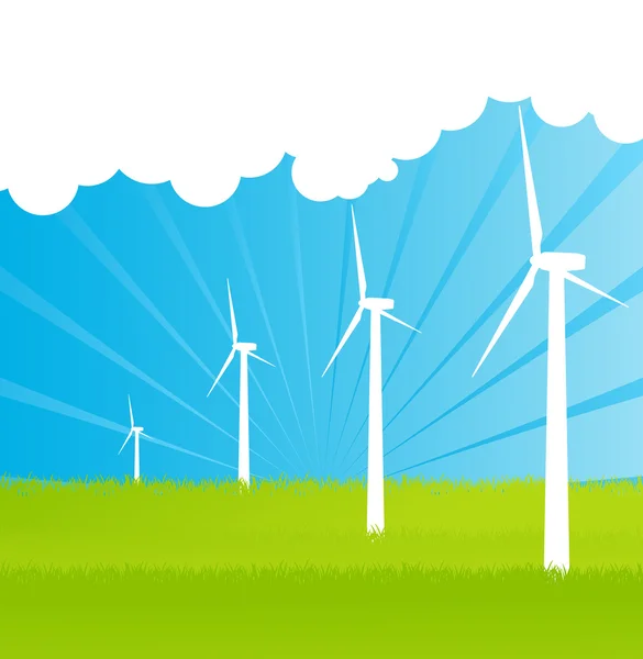 Rüzgar elektrik jeneratörleri vektör arka plan — Stok Vektör