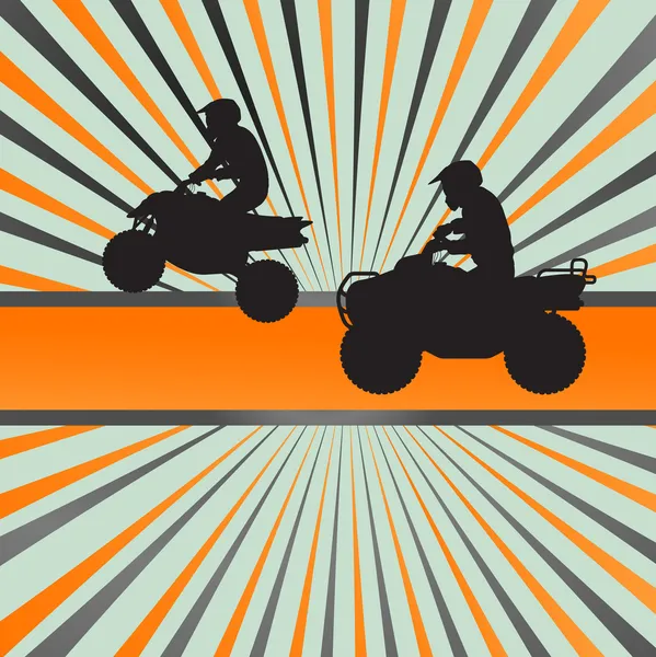 クワッド バイクのシルエット ベクトルの背景 — ストックベクタ