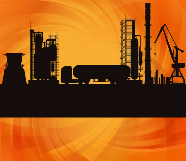 Ölraffinerie-Station und Gleishintergrundvektor — Stockvektor