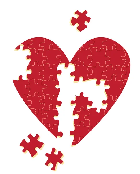 Jigsaw puzzle kalp vektör çizim arka planı — Stok Vektör
