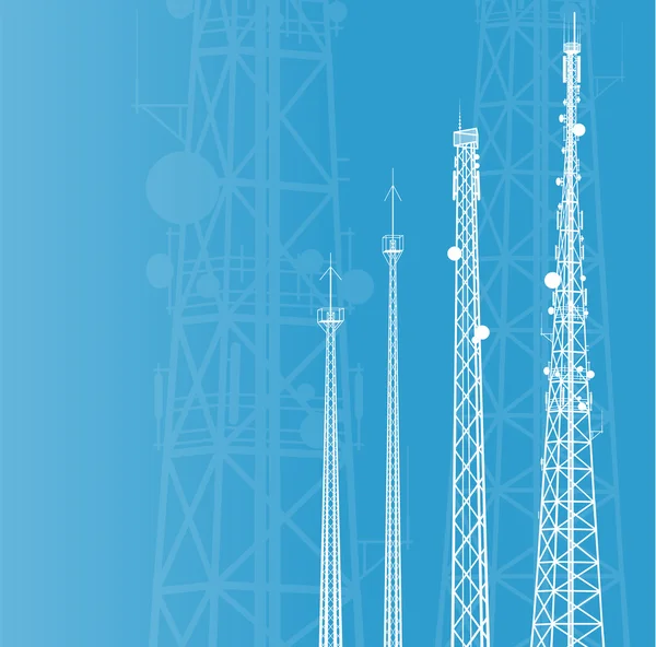 Torre de telecomunicaciones, radio o teléfono móvil estación base vec — Vector de stock