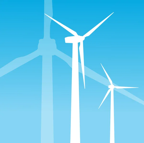 Wind electricity generators vector background — Stock Vector