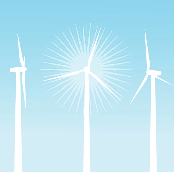 風の電気発電機のベクトルの背景 — ストックベクタ