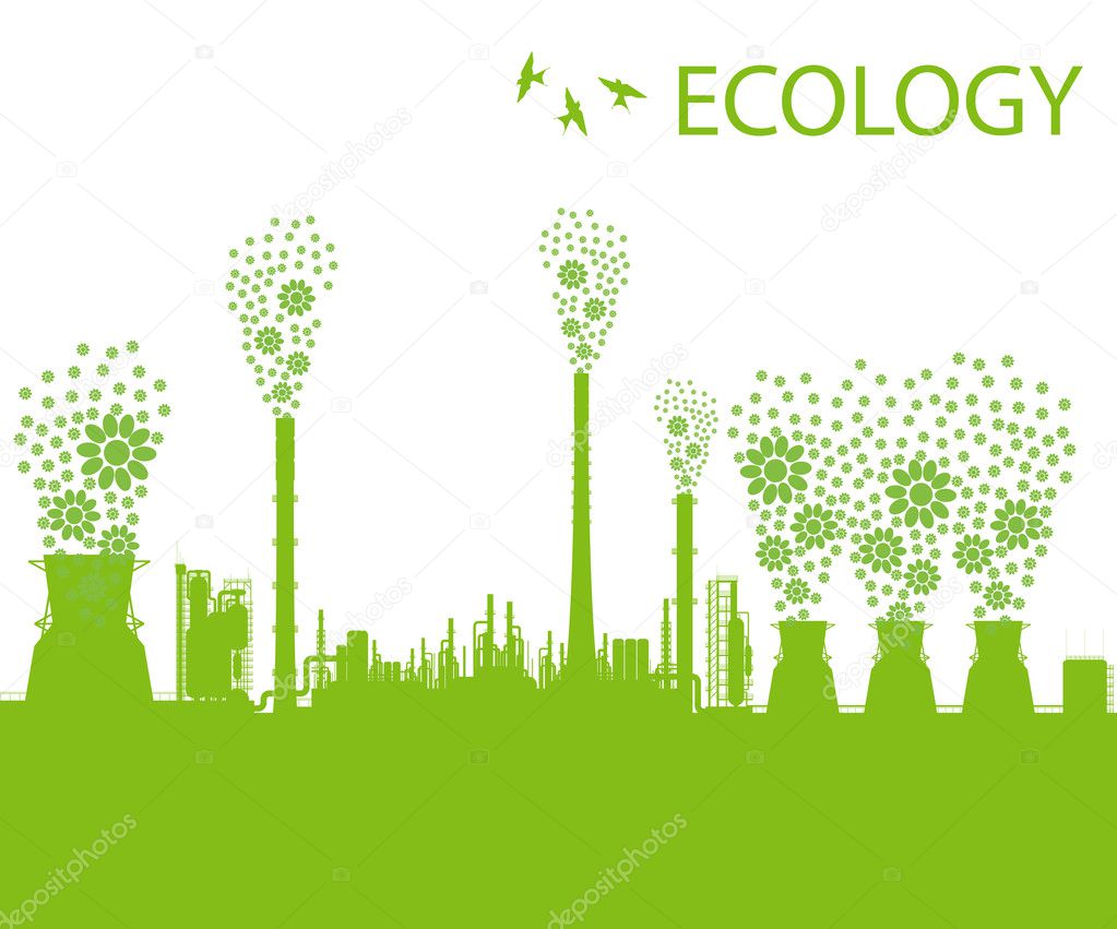 Ecology factory chimney vector background concept