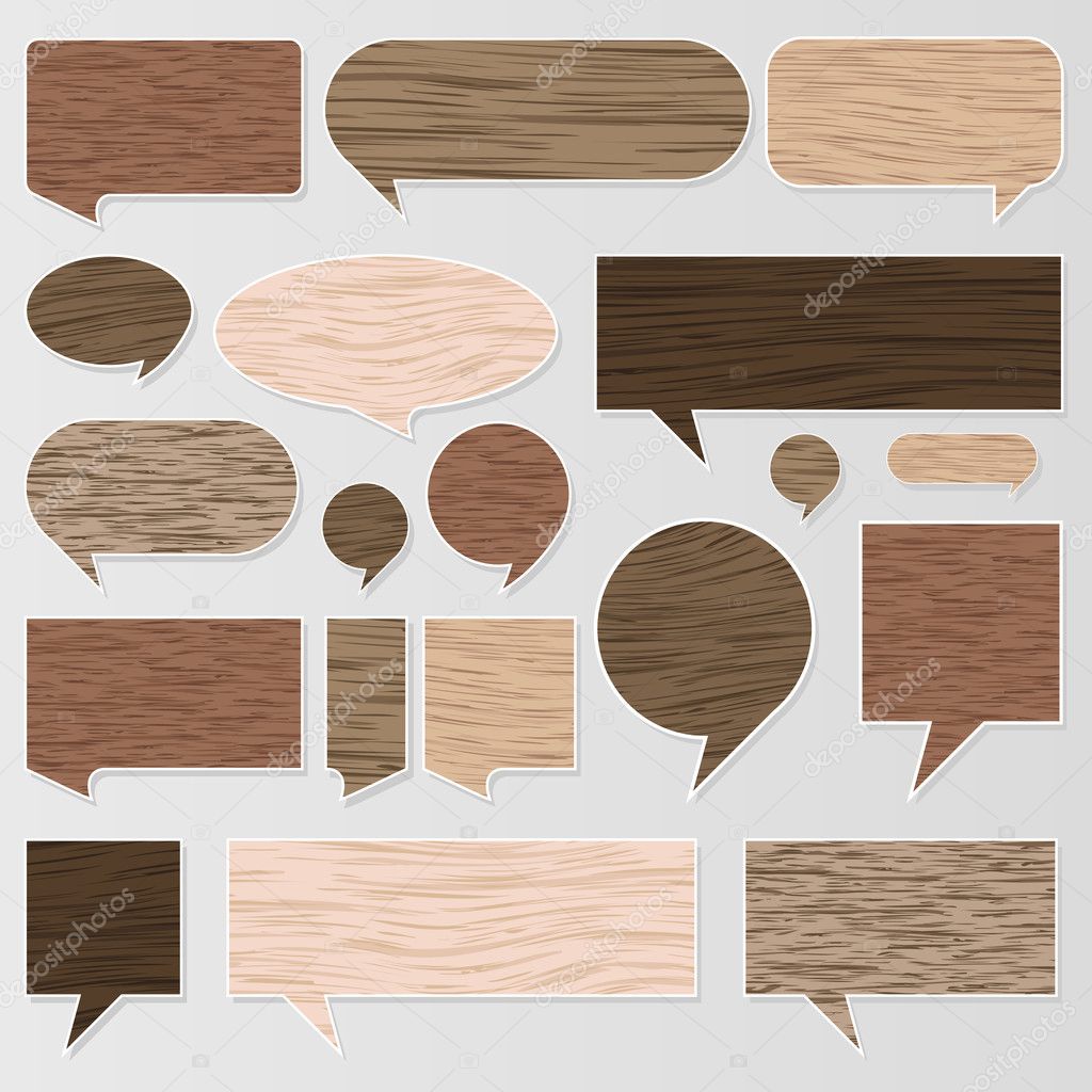 Natural wood texture speech bubbles vector