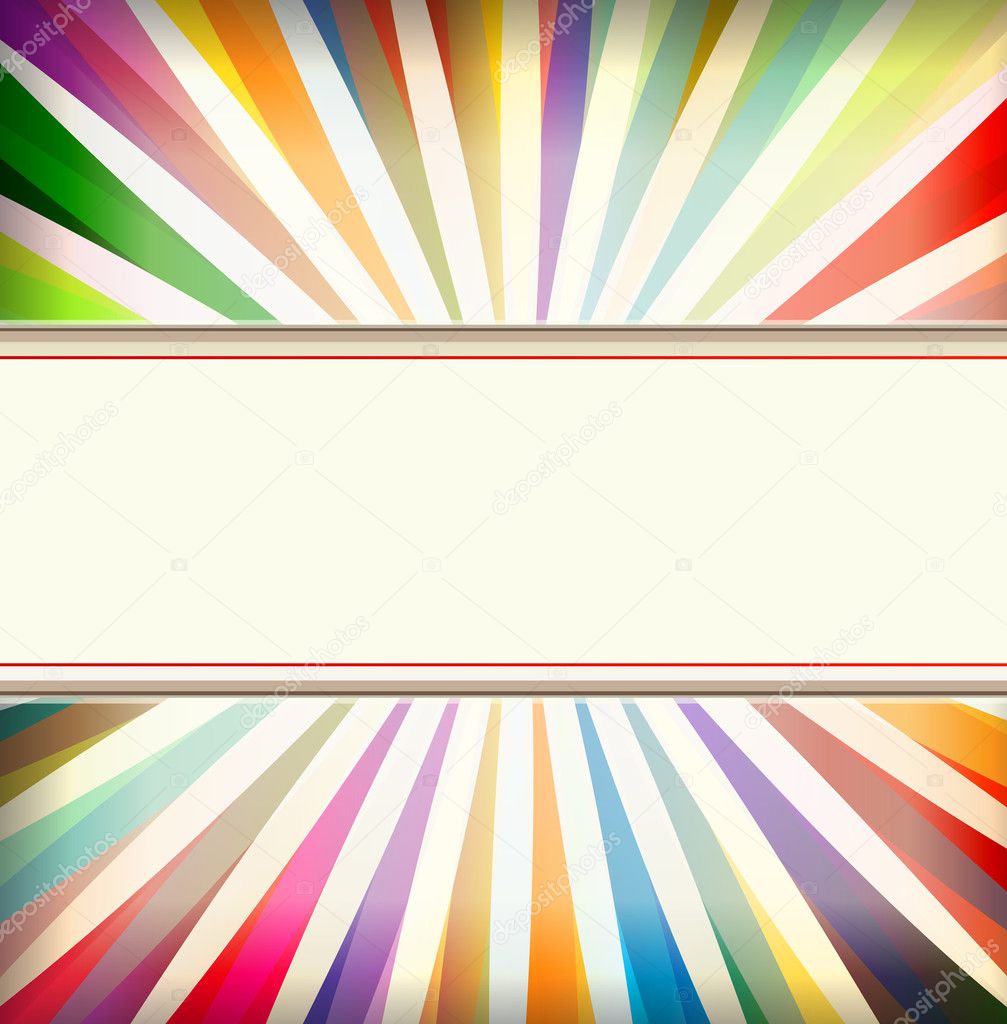 Vintage colorful template with retro sun burst background