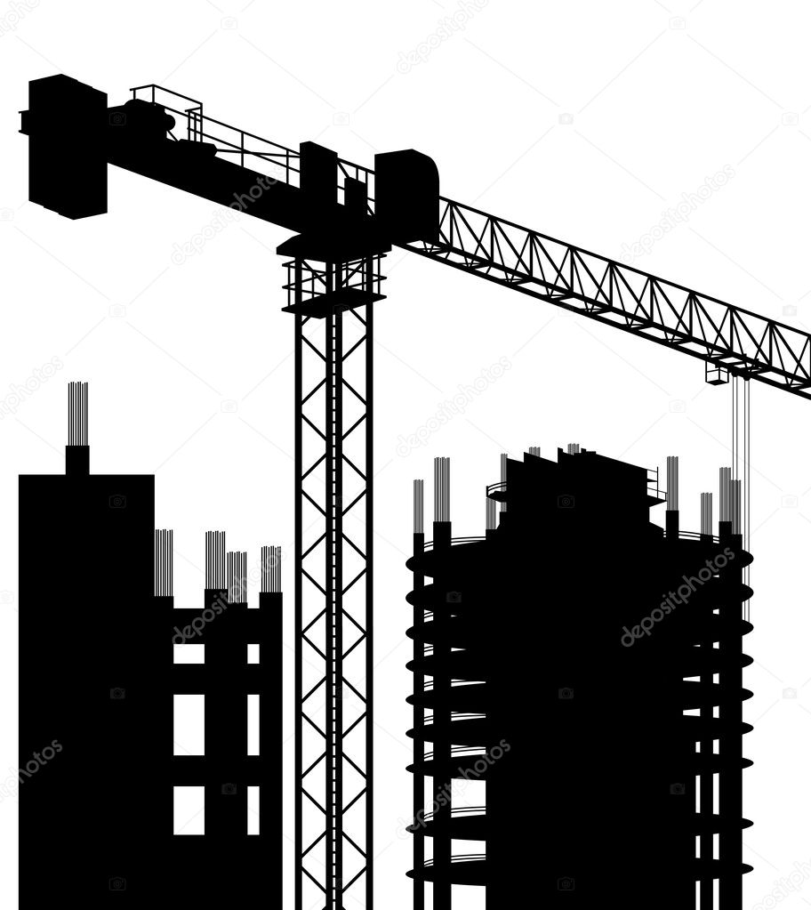 Industrial skyscraper city and crane landscape vector