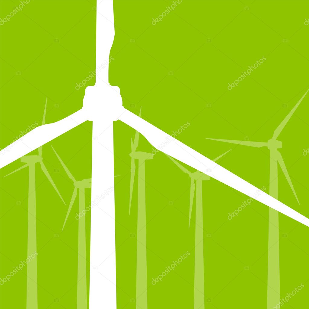 Wind electricity generators vector background