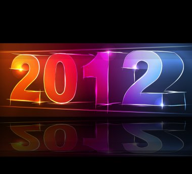 2012 yeni yıl kartı neon ışıkları karanlık vektör arka plan üzerinde parlayan