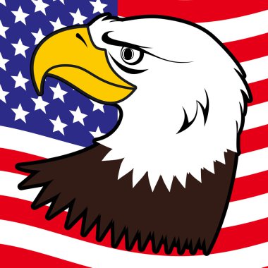 American bald eagle and flag background illustration clipart