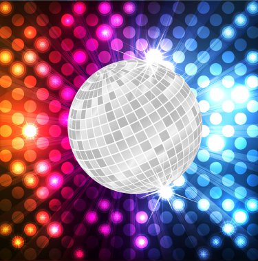 Disco ball vector neon background clipart