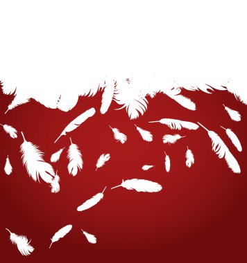 Christmas Angel feather from wingsvector red background clipart