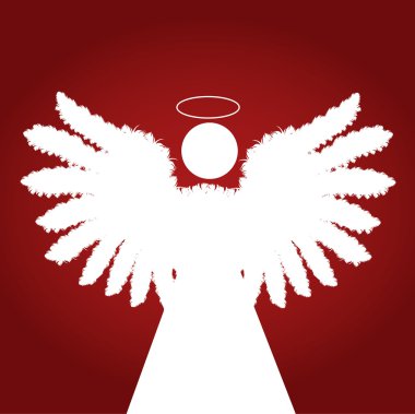 Christmas Angel with feather wings vector red background clipart