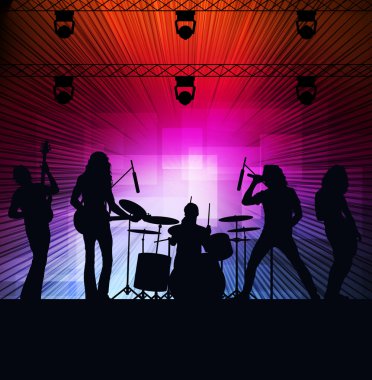 Rock concert landscape background illustration clipart