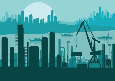 Industrial factory landscape background illustration clipart