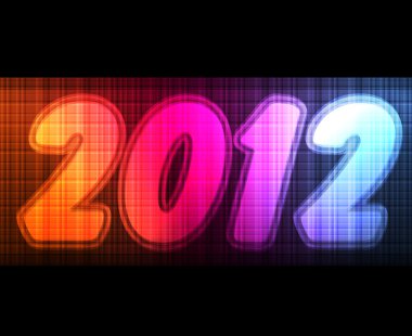 2012 yeni yıl kartı neon ışıkları karanlık vektör arka plan üzerinde parlayan