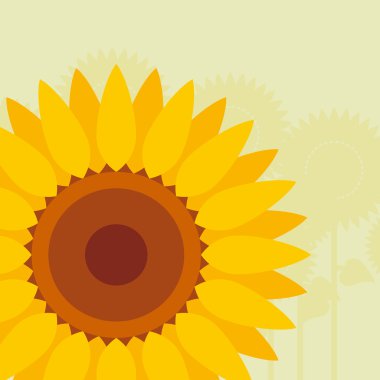 Yellow sunflowers landscape background illustration clipart